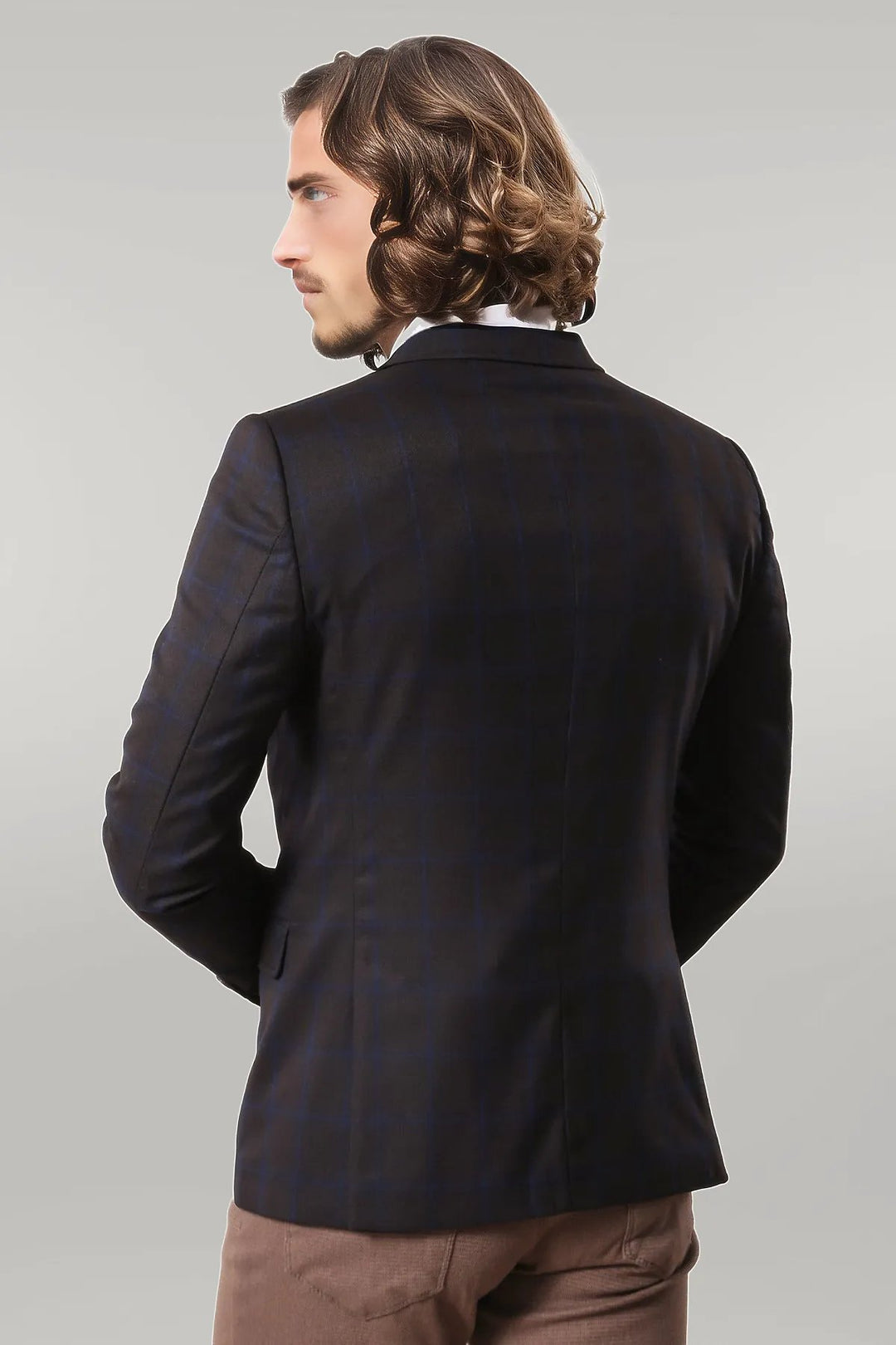 Plaid Brown Jacket with Handkerchief - Wessi