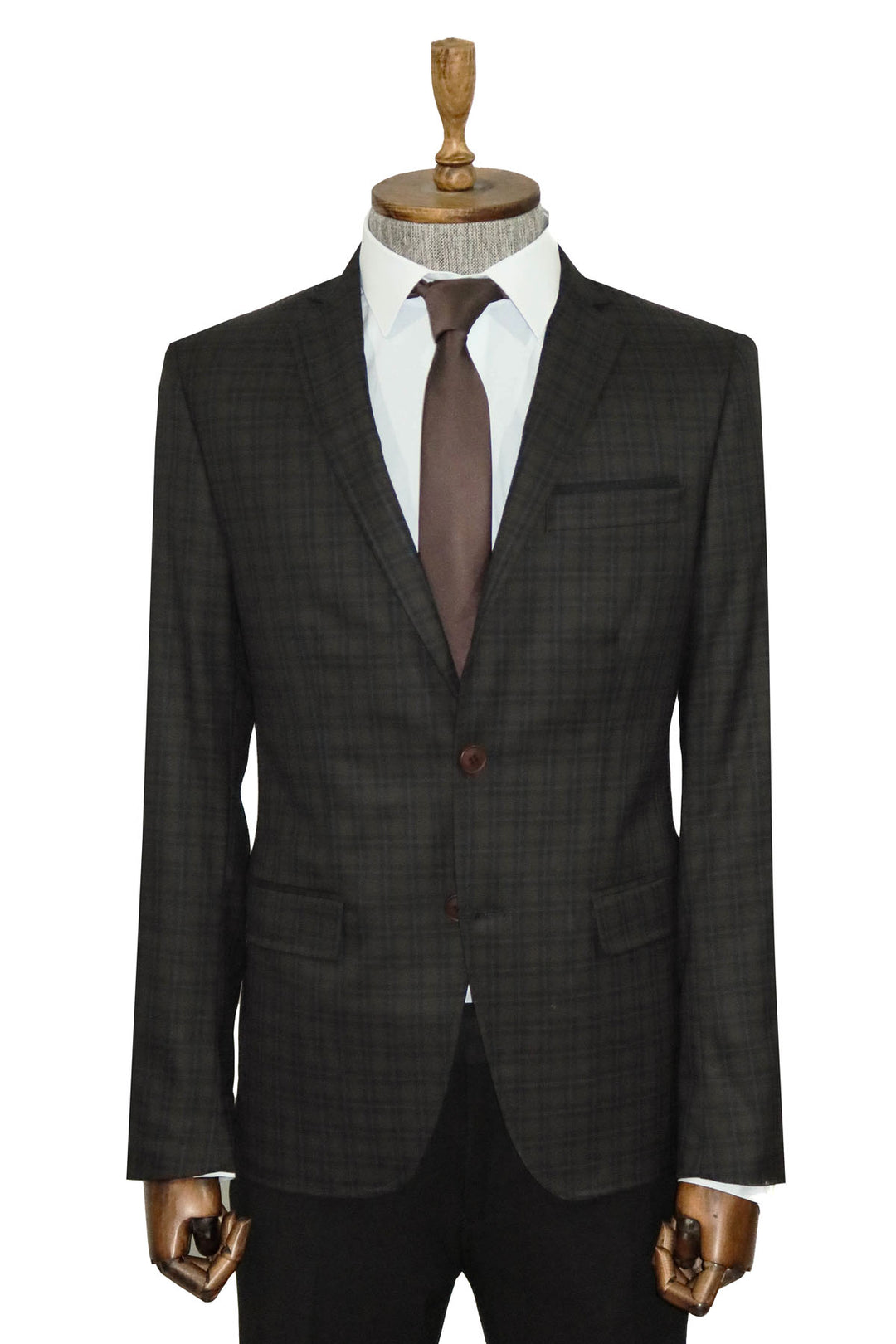 Plaid Brown Jacket with Handkerchief - Wessi