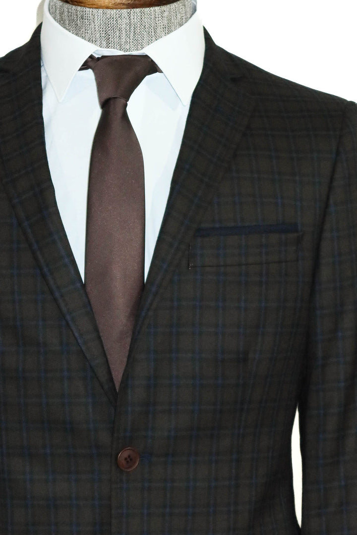 Plaid Brown Jacket with Handkerchief - Wessi