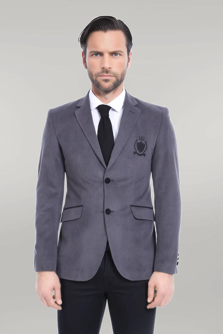 Pocket Flap Rigging Velvet Grey Jacket-Wessi