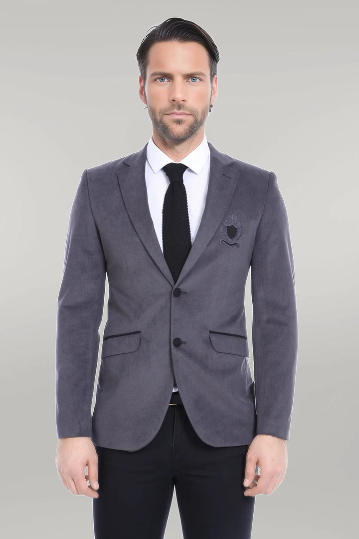 Pocket Flap Rigging Velvet Grey Jacket-Wessi