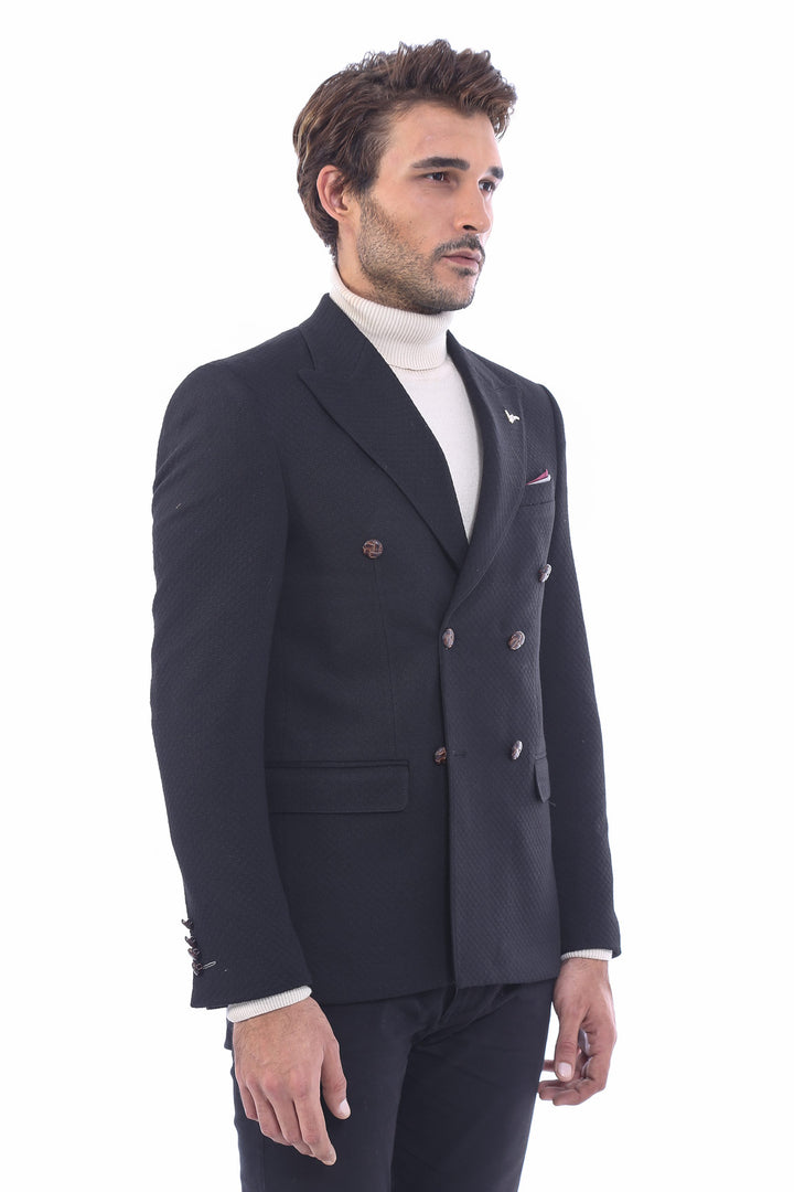 Blazer negro de corte slim con doble botonadura - Wessi