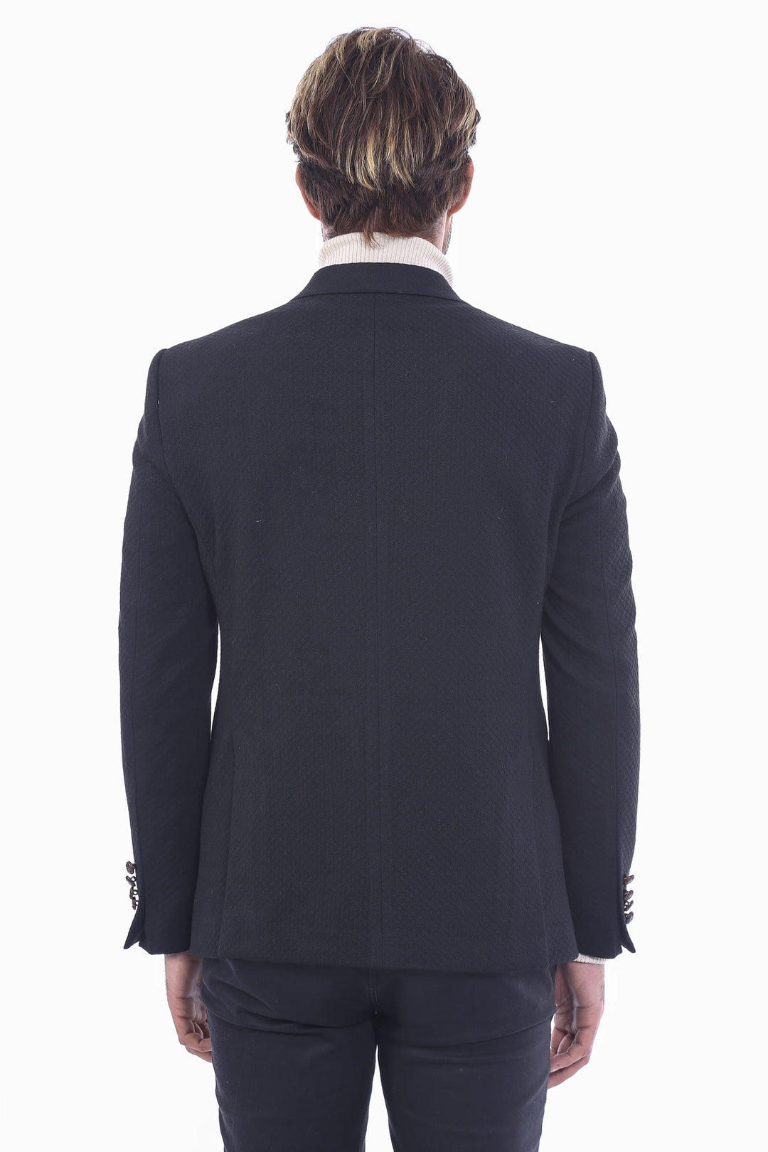 Blazer negro de corte slim con doble botonadura - Wessi