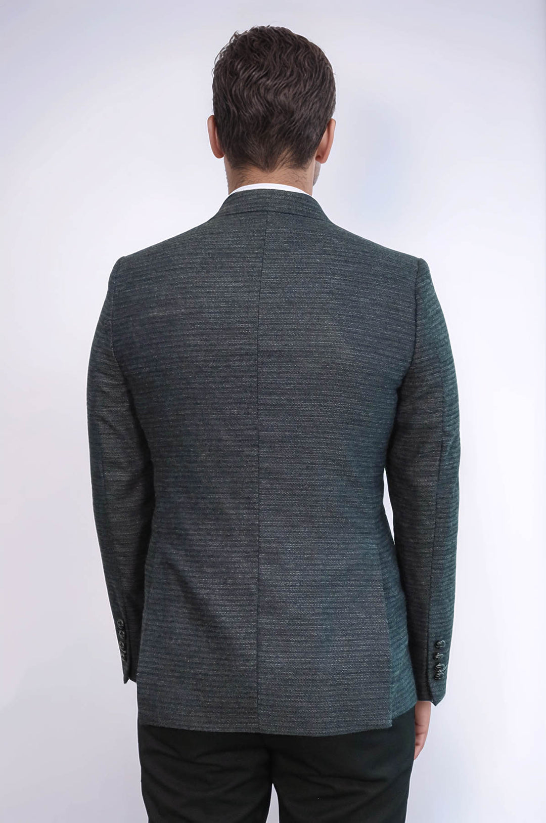 Double Breasted Slim Fit Navy Blue Blazer - Wessi