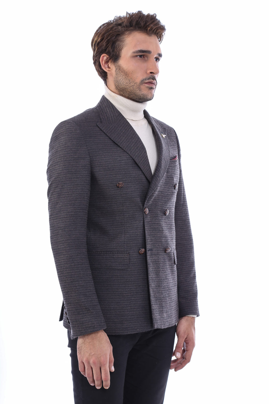 Blazer marrón con doble botonadura y corte slim - Wessi