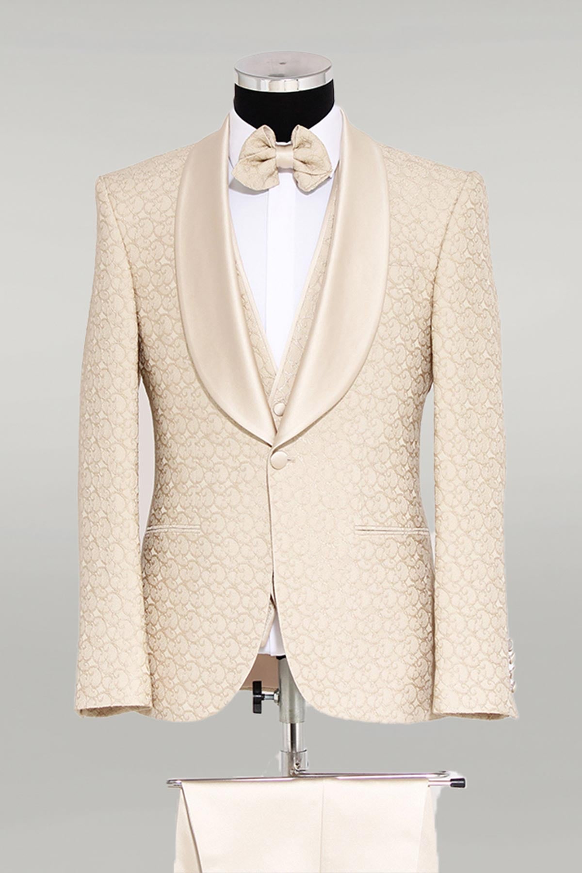 Tuxedo with champagne bow tie sales