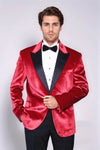 Blazer de fiesta hombre rojo terciopelo con solapa de pico - Wessi