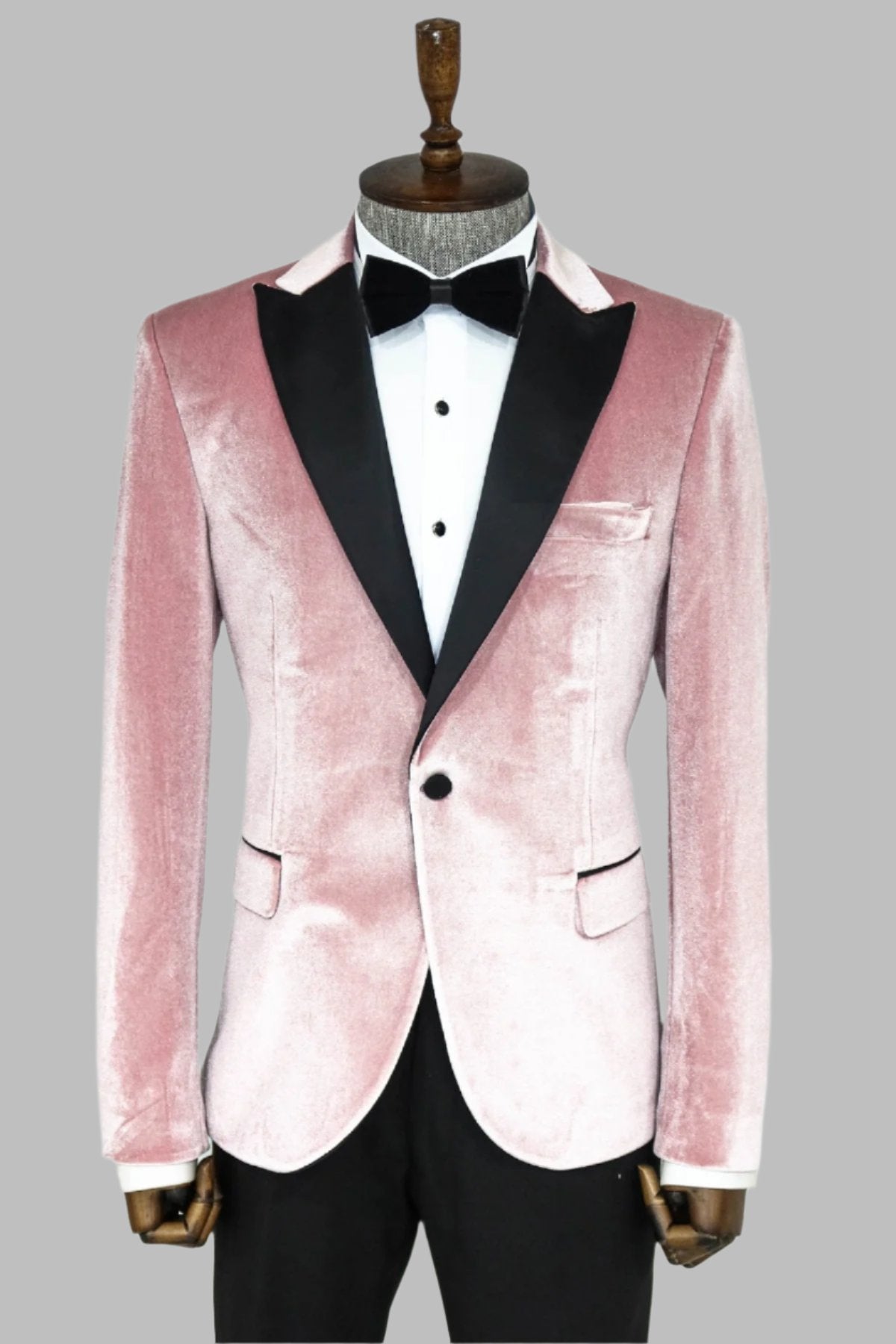 Slim Fit Peak Lapel Velvet Pink Men Tuxedo Jacket Wessi