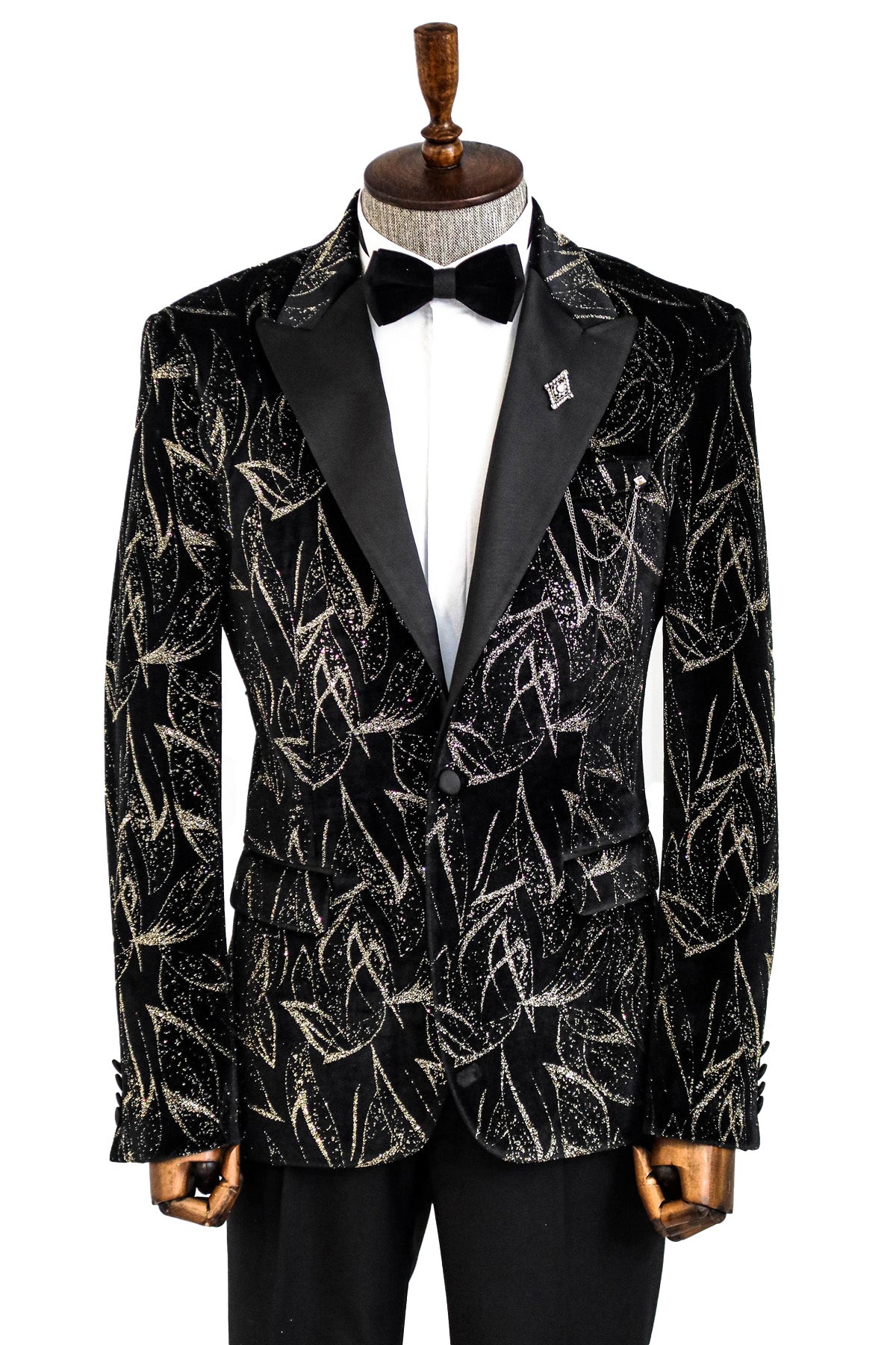 Glittery Slim Fit Black Men Wedding Tuxedo Blazer Wessi