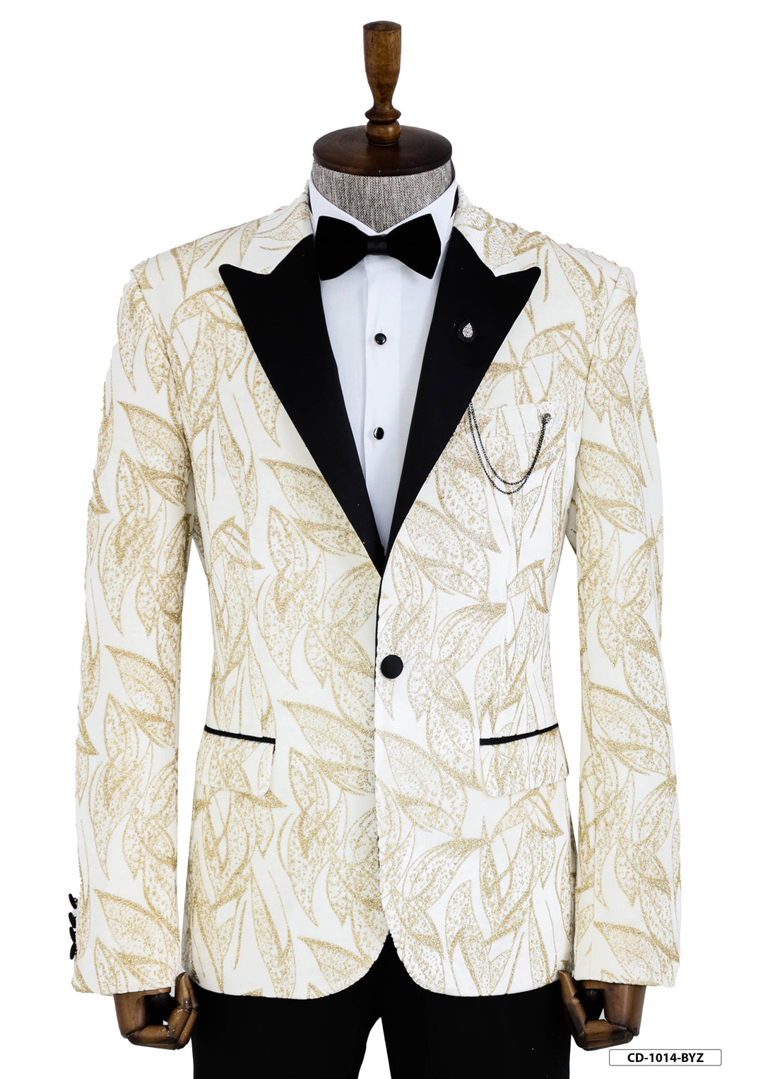 Glittery Slim Fit White Men Prom Blazer - Wessi