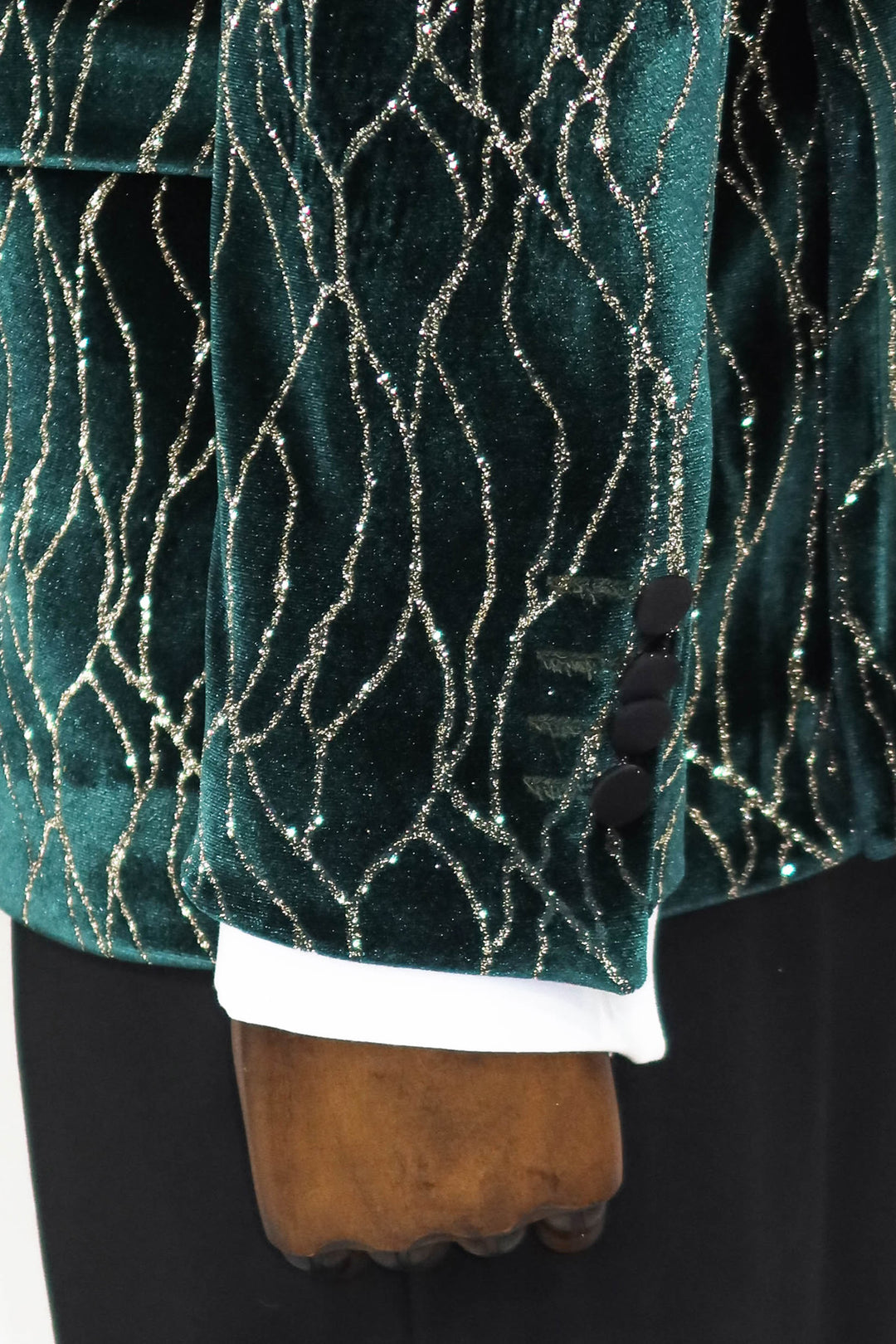 Combinación de pantalón y blazer de graduación para hombre verde oscuro estampado - Wessi