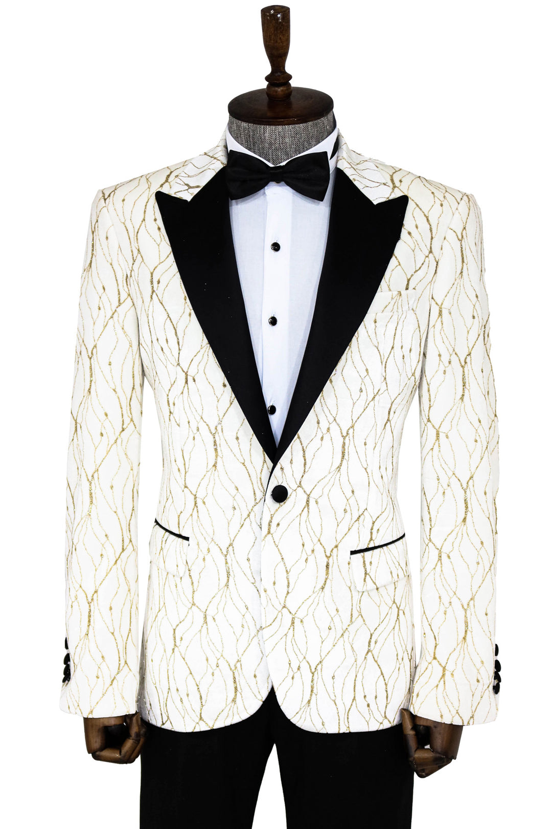 Blazer de graduación para hombre blanco estampado plateado - Wessi