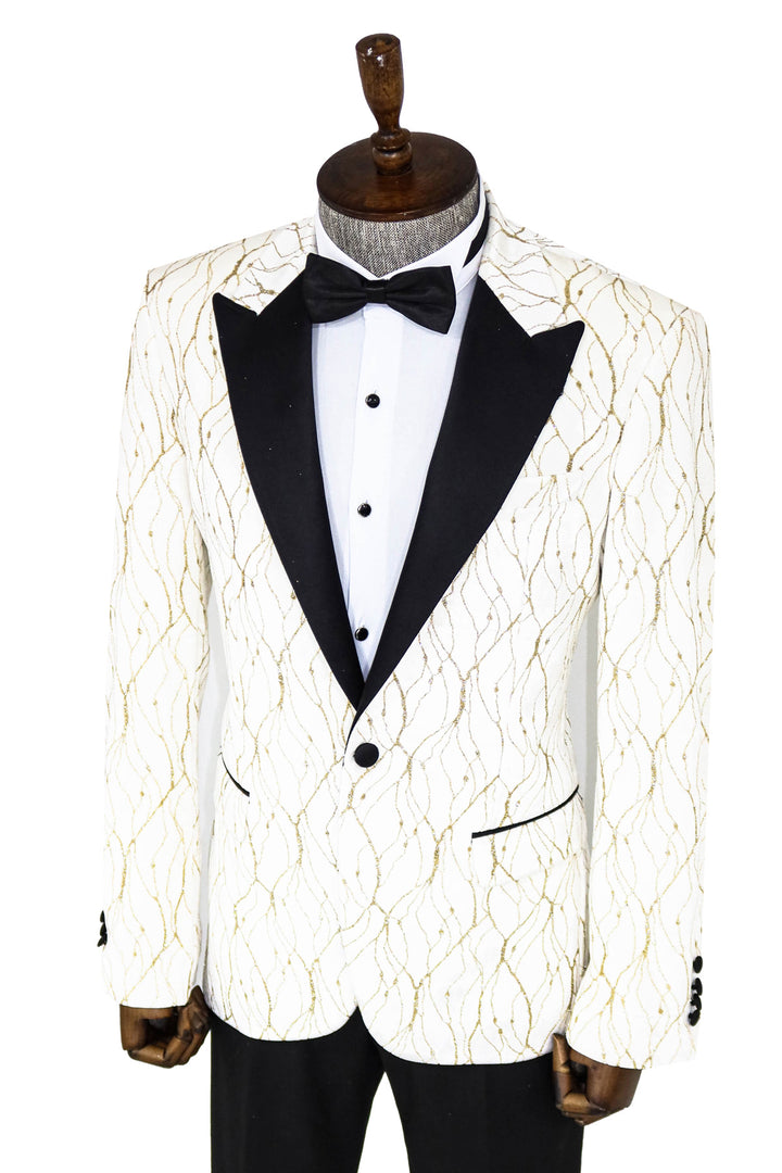 Blazer de graduación para hombre blanco estampado plateado - Wessi