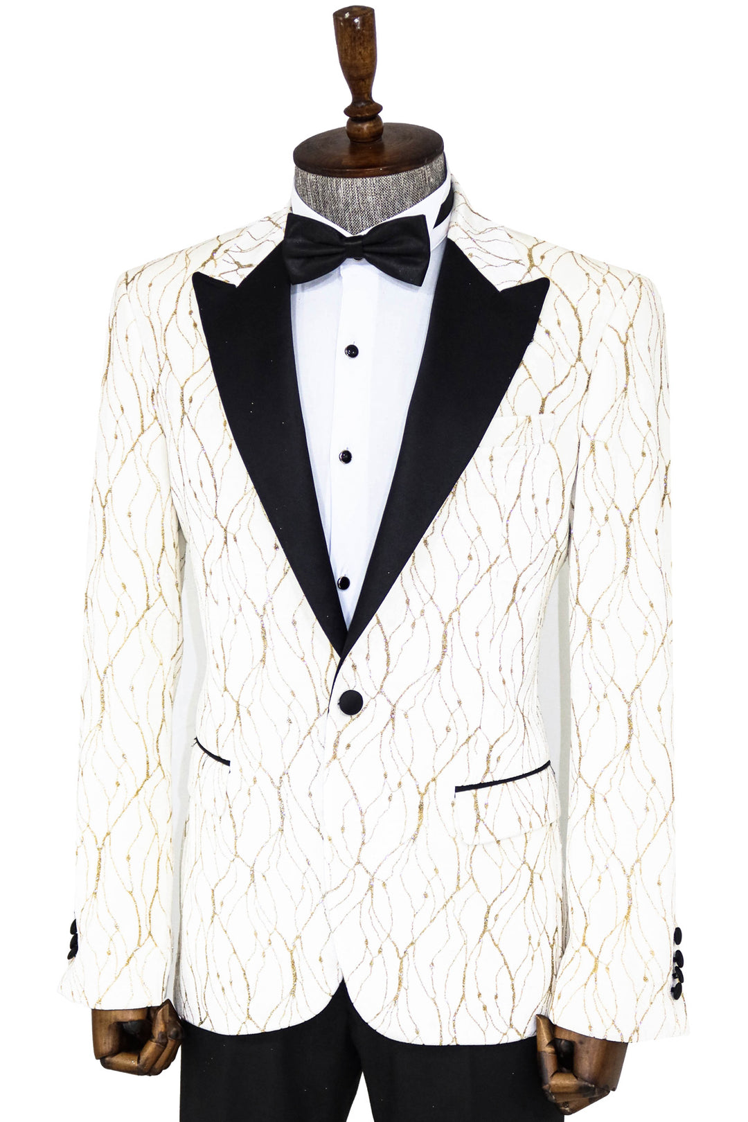 Silver Patterned White Men Prom Blazer - Wessi