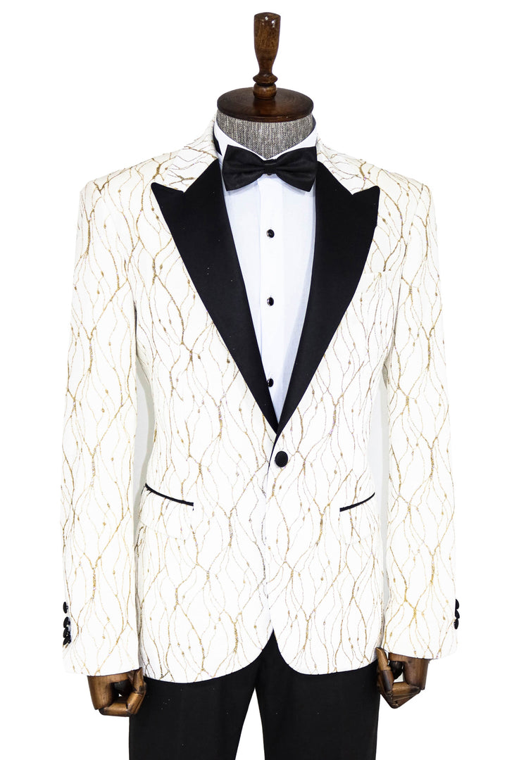 Blazer de graduación para hombre blanco estampado plateado - Wessi