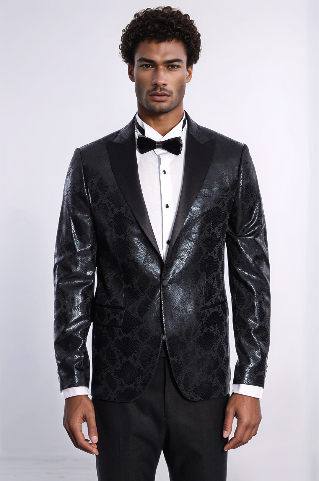 Blazer de bal pour hommes noir coupe slim à motifs - Wessi