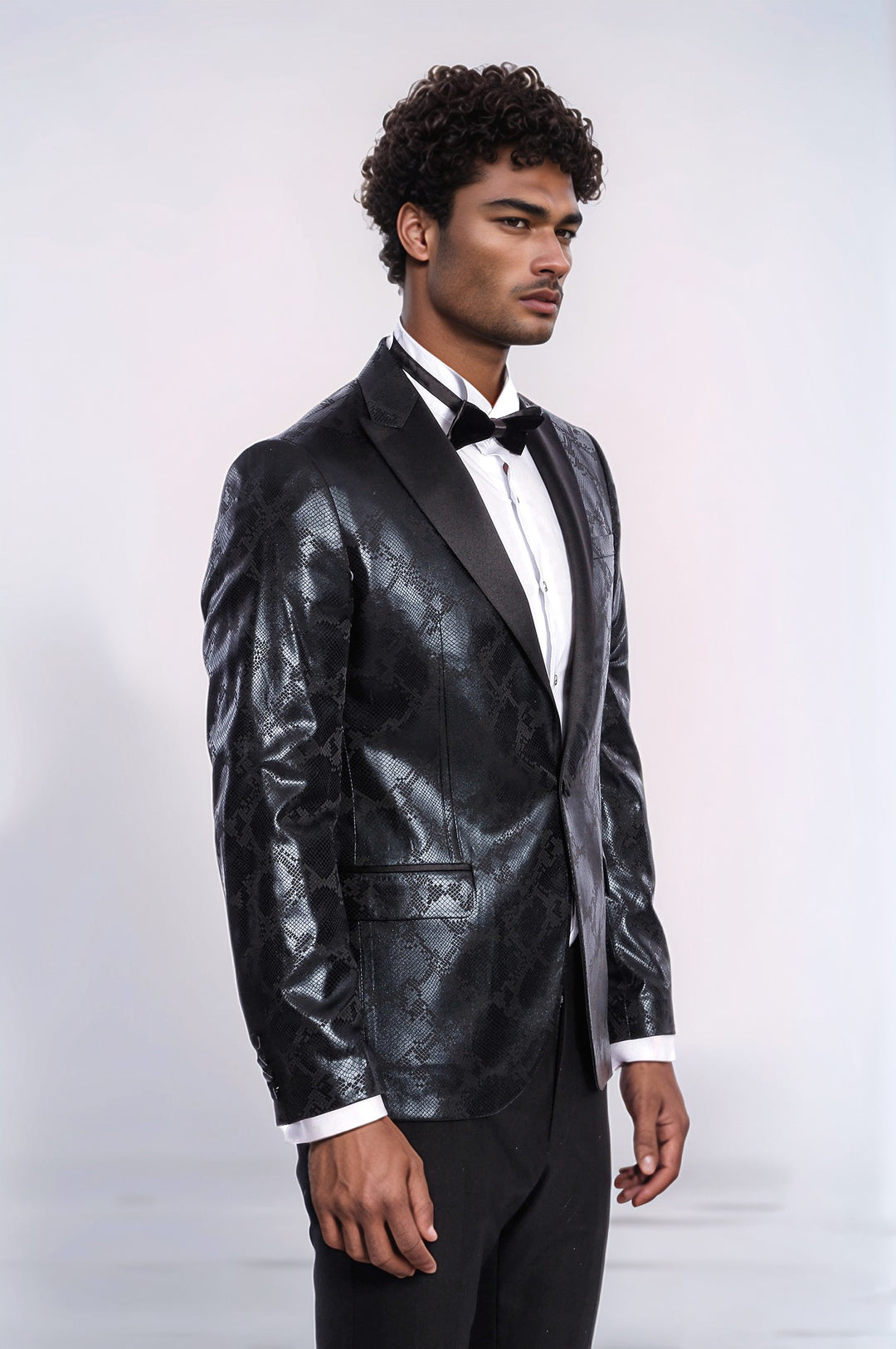 Blazer de bal pour hommes noir coupe slim à motifs - Wessi