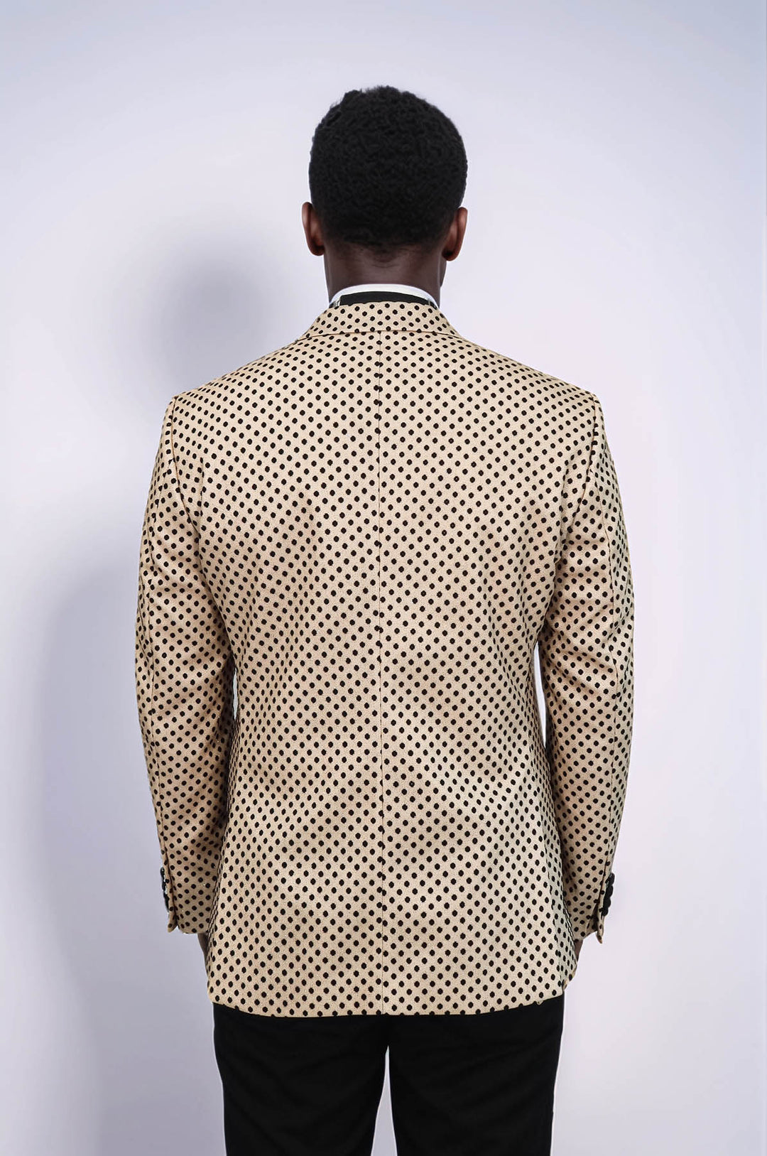 Sequin Dot Patterned Cream Men Prom Blazer and Trousers Combination Suit- Wessi