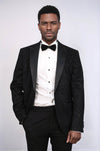 Shiny Patterned Black Men Wedding Tuxedo Blazer - Wessi