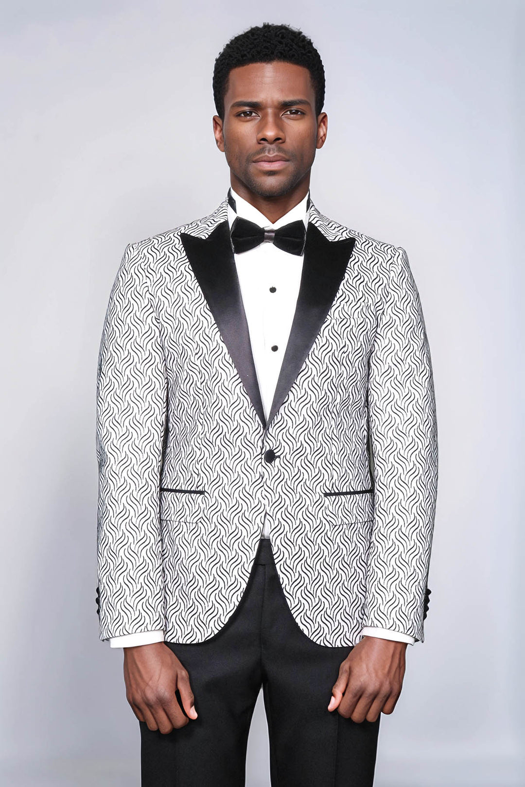 Blazer de graduación para hombre blanco con estampado brillante - Wessi