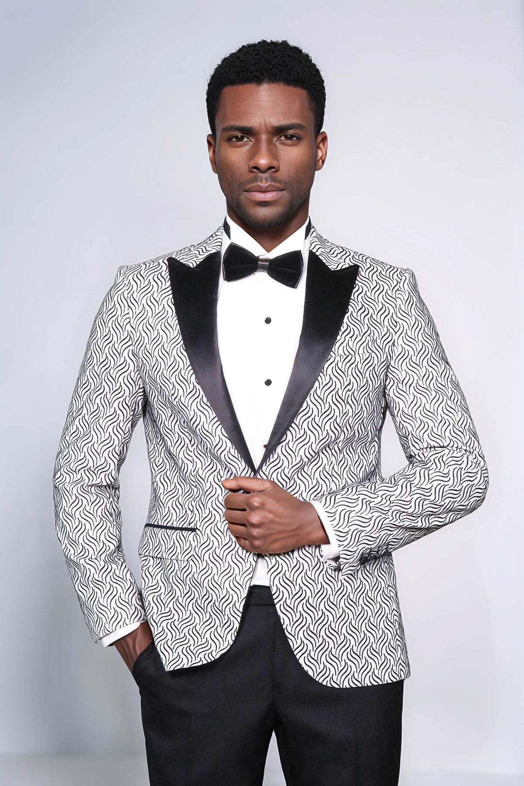 Blazer de graduación para hombre blanco con estampado brillante - Wessi