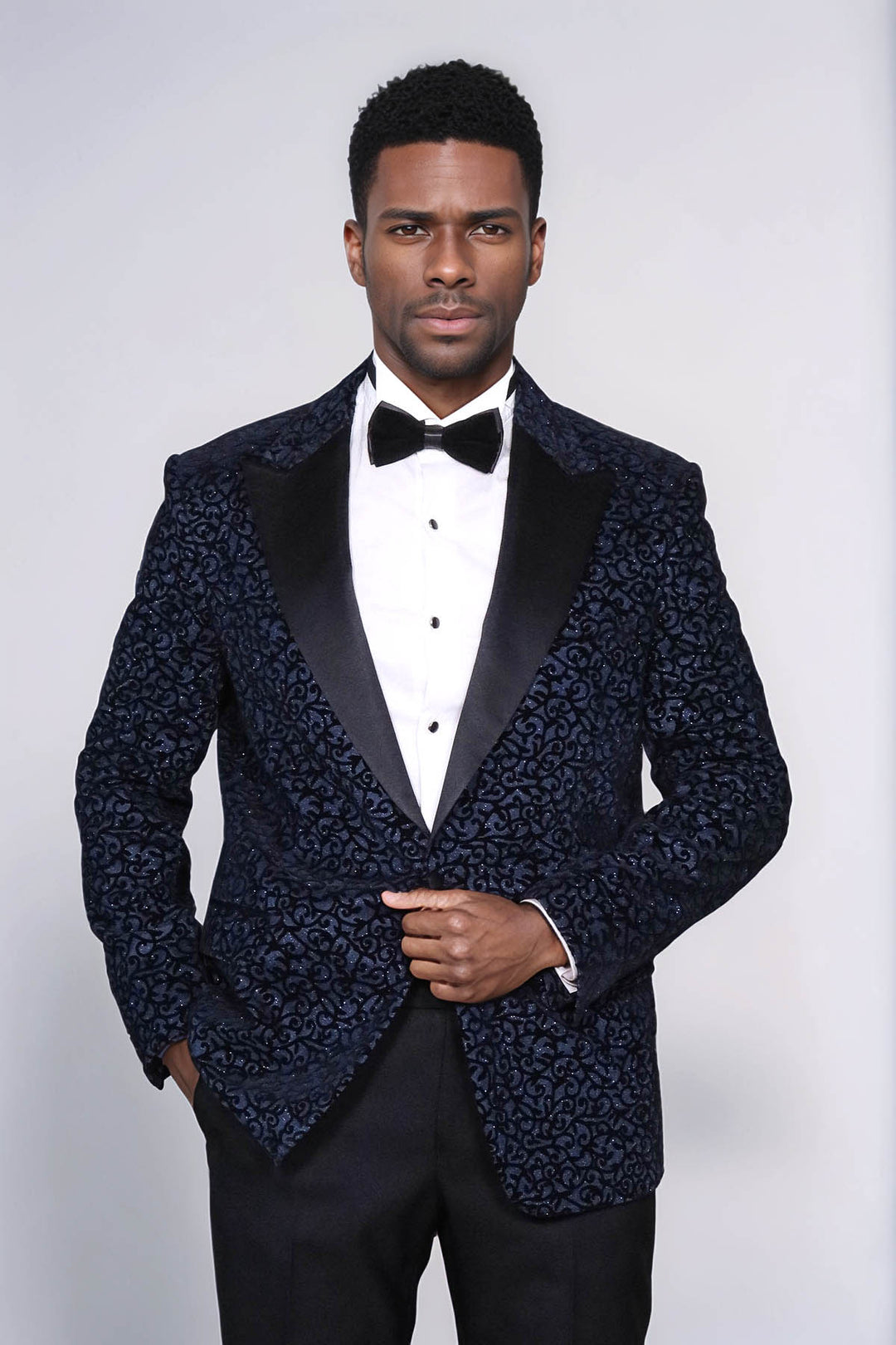 Blazer e pantaloni da uomo combinati Navy Blue con motivo a righe - Wessi