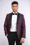 Pentagon Patterned Shawl Lapel Burgundy Men Dinner Jacket - Wessi