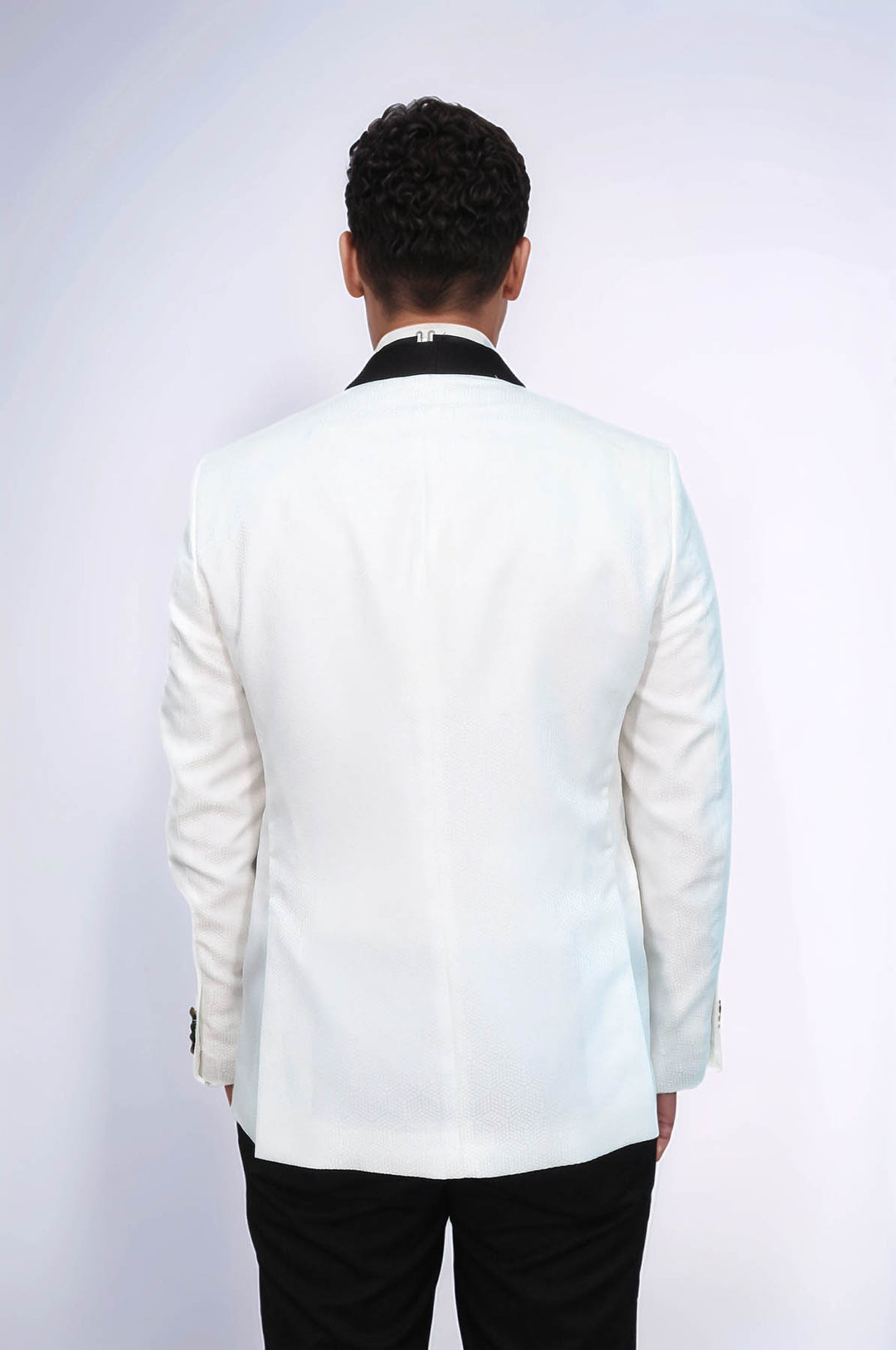 Pentagon Patterned Shawl Lapel White Men Prom Blazer and Trousers Combination Suit- Wessi