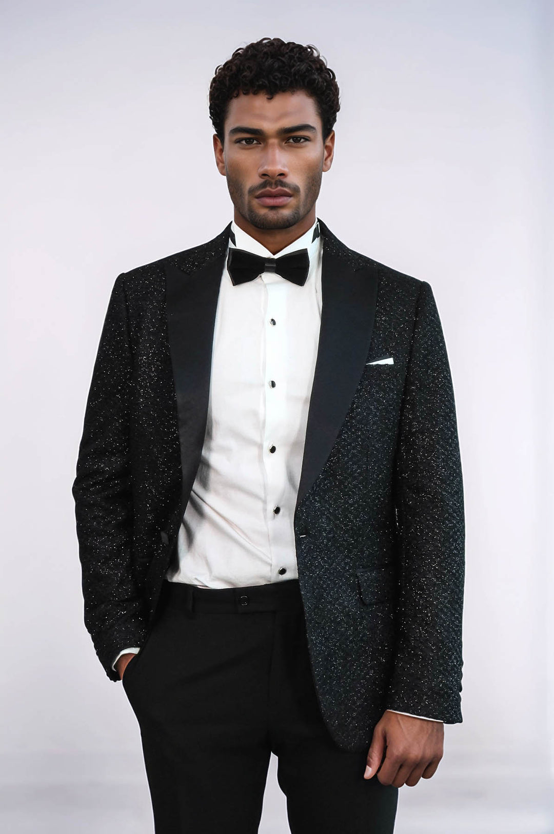 Blazer e pantaloni da prom per uomo in glitter a motivo gingham Black - Wessi