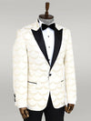 Patterned Slim Fit White Men Dinner Jacket - Wessi