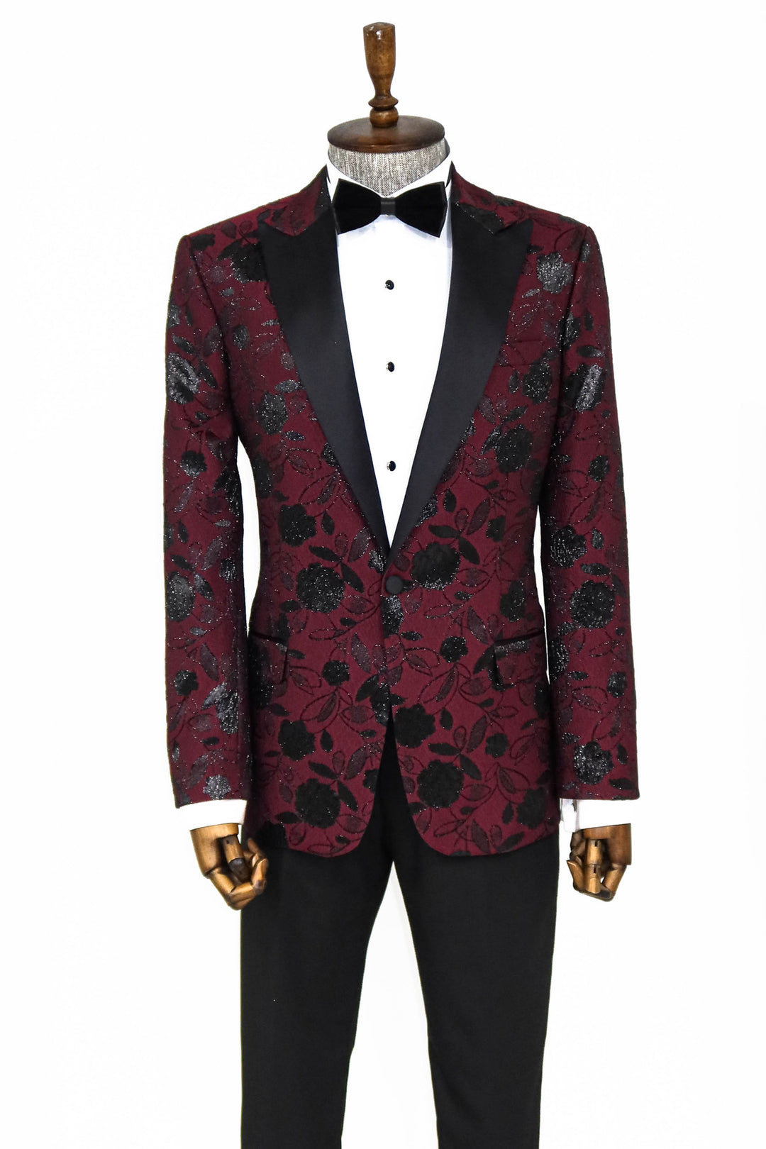 Blazer de fiesta para hombre burdeos con estampado floral - Wessi