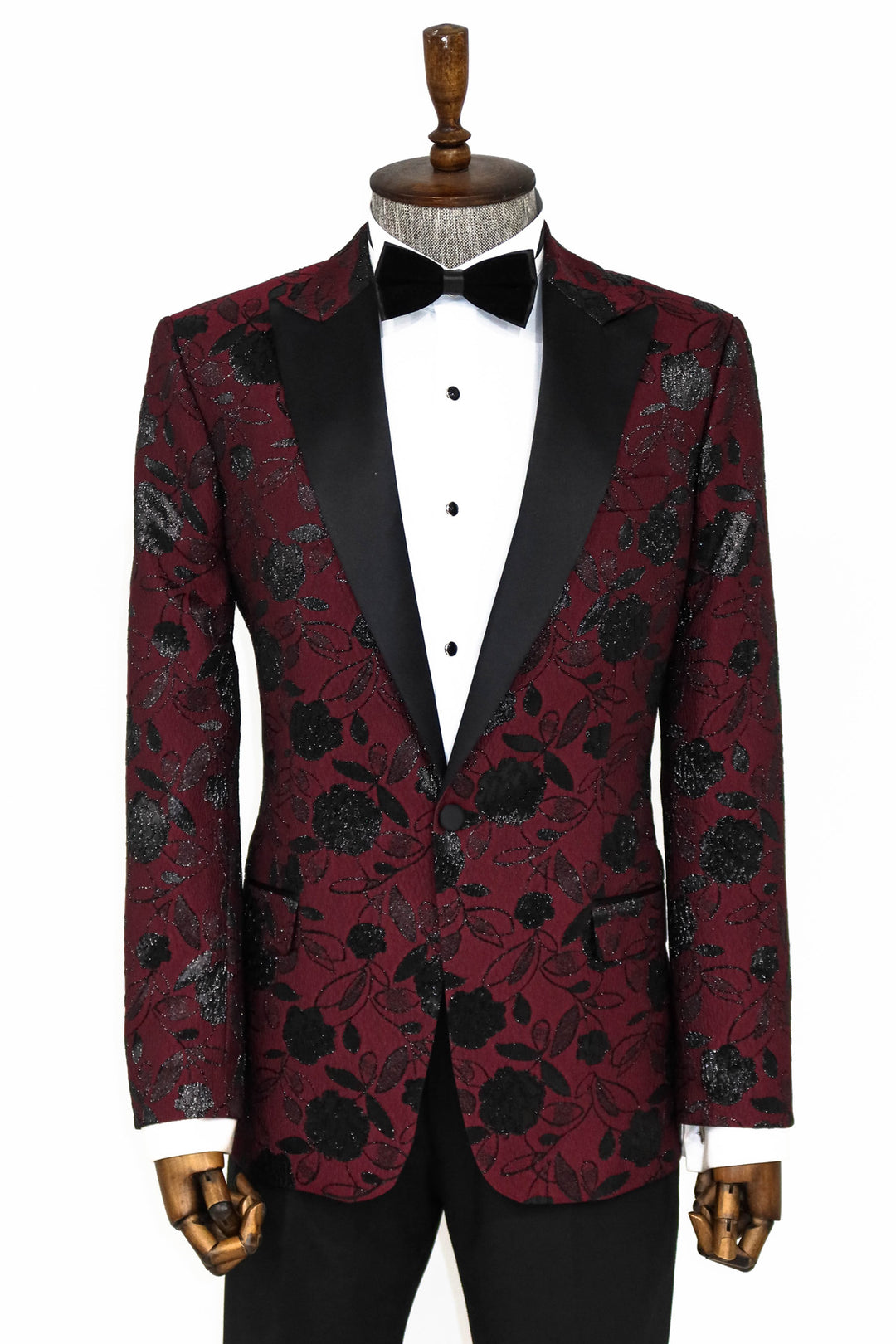 Blazer de fiesta para hombre burdeos con estampado floral - Wessi