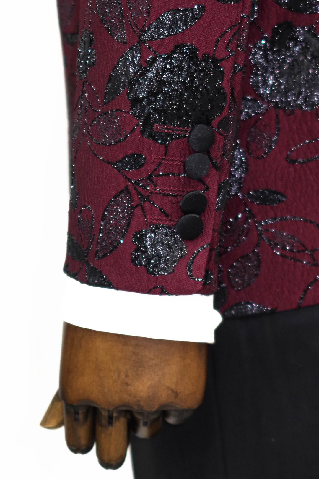 Floral Patterned Burgundy Men Prom Blazer - Wessi