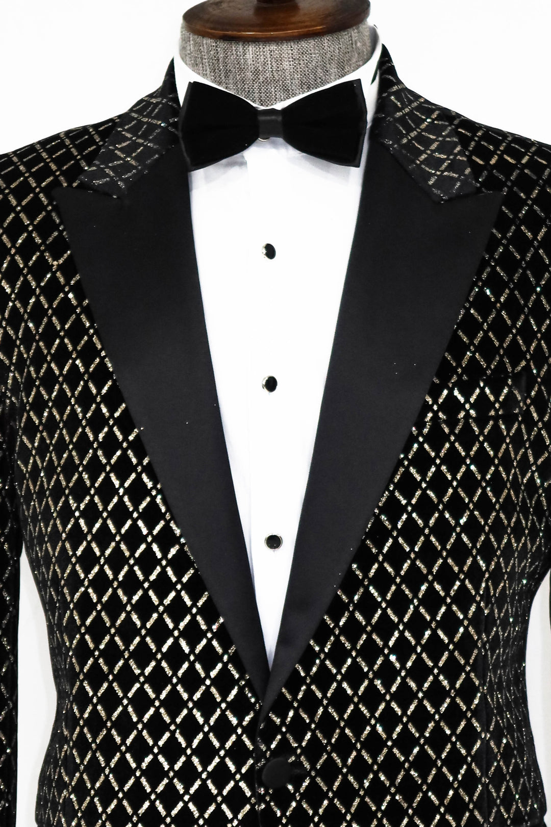 Black Patterned Over Black Men Prom Blazer - Wessi