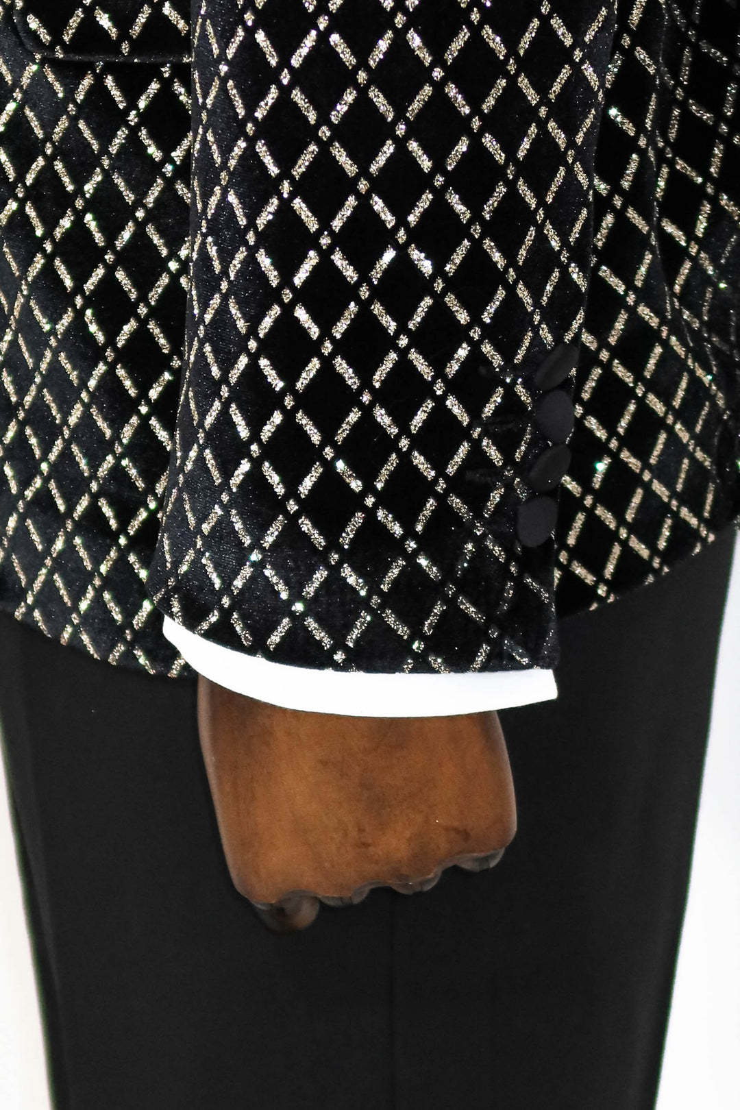 Black Patterned Over Black Men Prom Blazer - Wessi