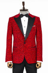 Blazer de fiesta para hombre en color burdeos con estampado floral brillante - Wessi