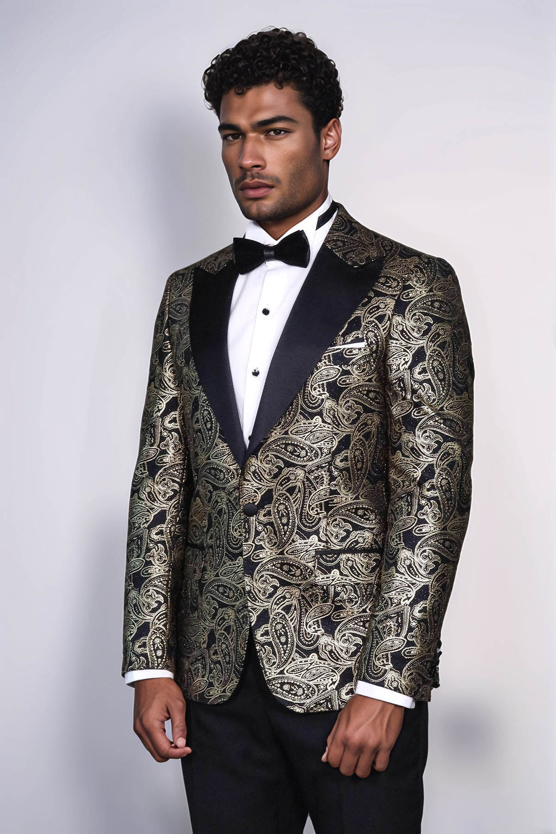 Blazer de bal homme noir à revers Paisley Peak - Wessi