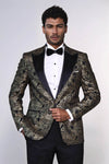 Blazer de fiesta Paisley con solapa de pico negro para hombre - Wessi