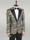 Blazer de fiesta Paisley con solapa de pico azul marino para hombre - Wessi