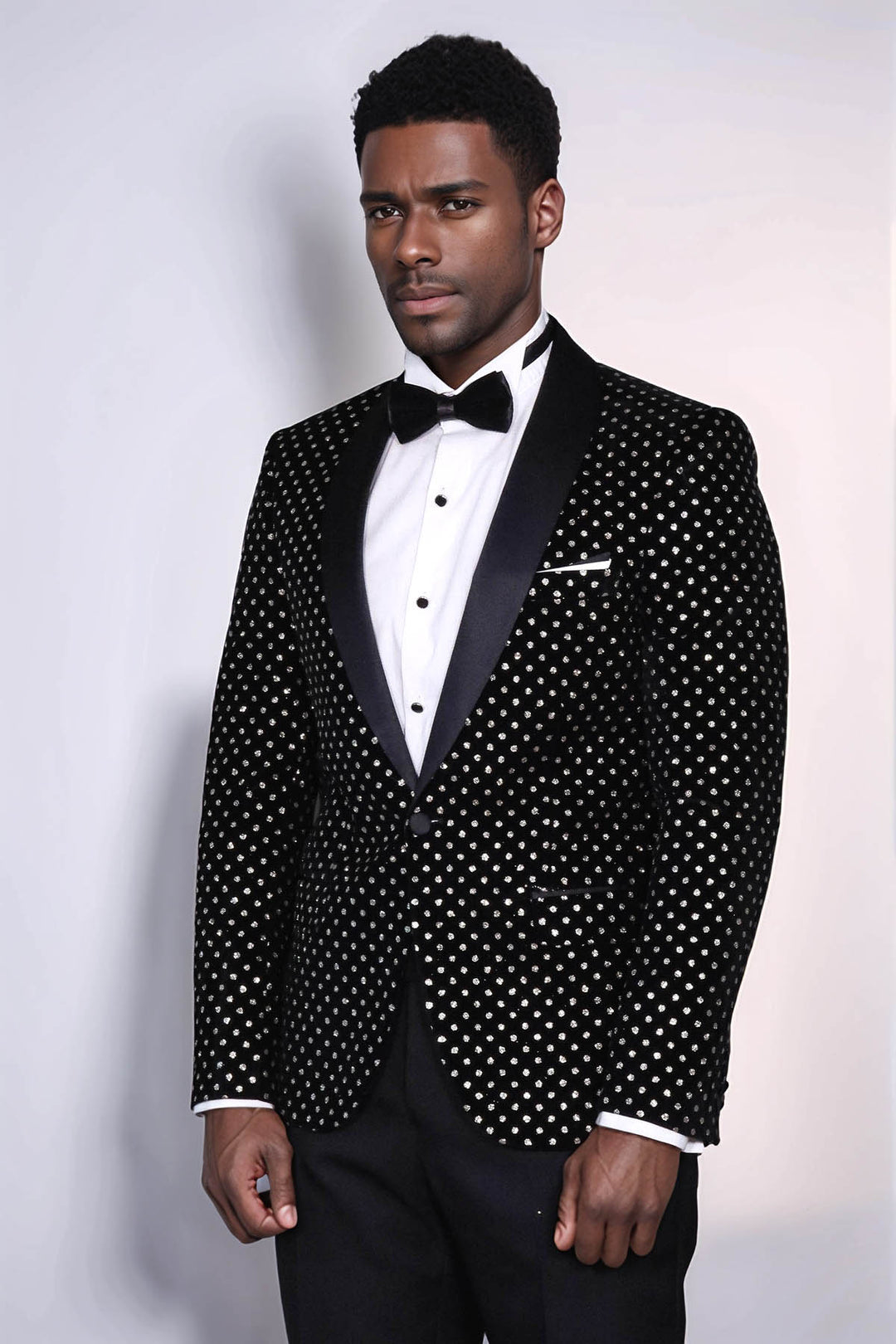 Blazer de bal homme noir coupe slim à motifs de points - Wessi