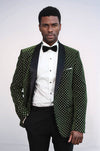 Blazer de bal pour hommes vert foncé coupe slim à pois - Wessi