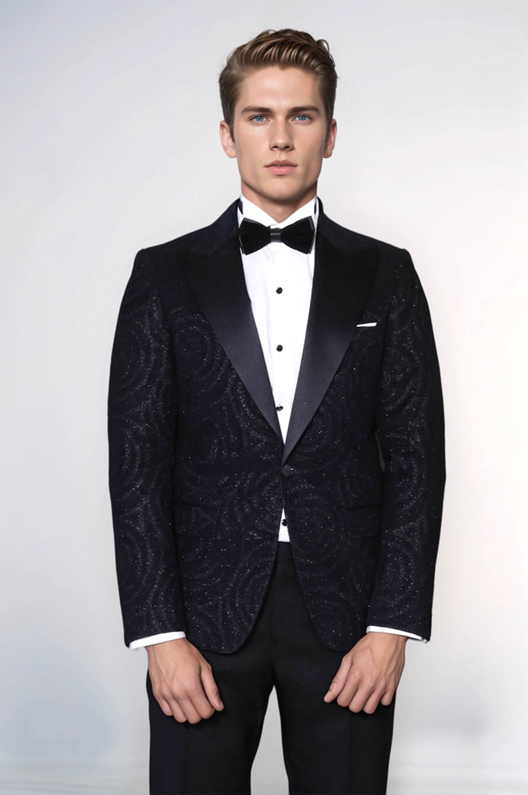 Blazer de bal homme noir coupe slim à revers en pointe Hypnose - Wessi