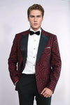 Giacca da ballo da uomo bordeaux slim fit con risvolto a lancia modello Hypnose - Wessi