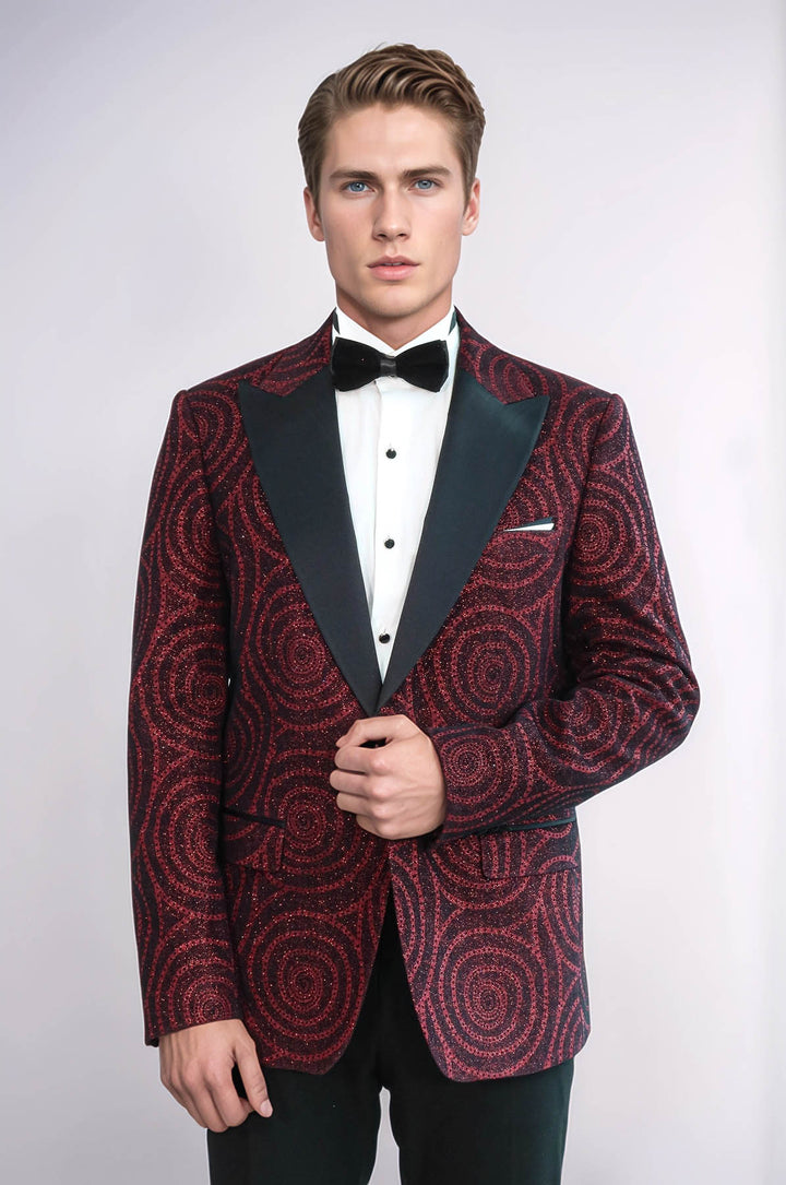 Giacca da ballo da uomo bordeaux slim fit con risvolto a lancia modello Hypnose - Wessi