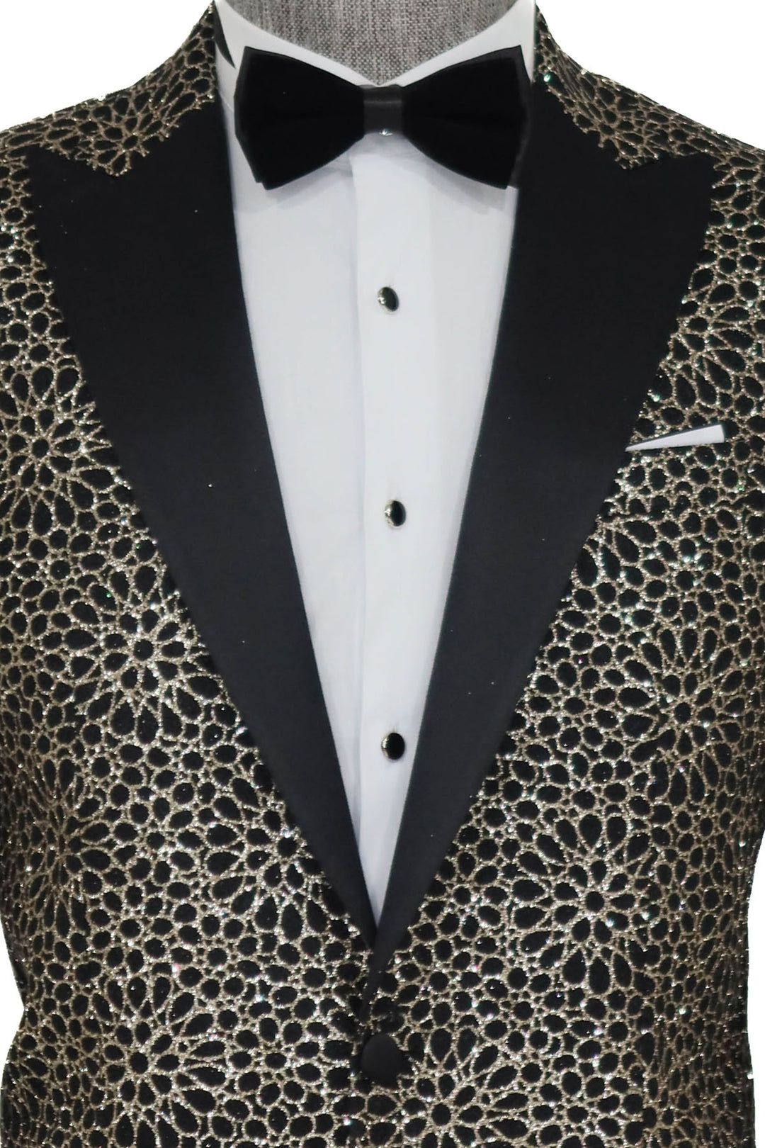 Flower Embroidered Pattern Black Men Prom Blazer and Trousers Combination- Wessi