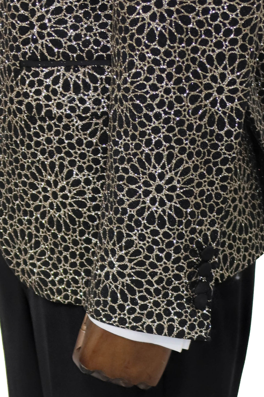 Flower Embroidered Pattern Black Men Prom Blazer and Trousers Combination- Wessi