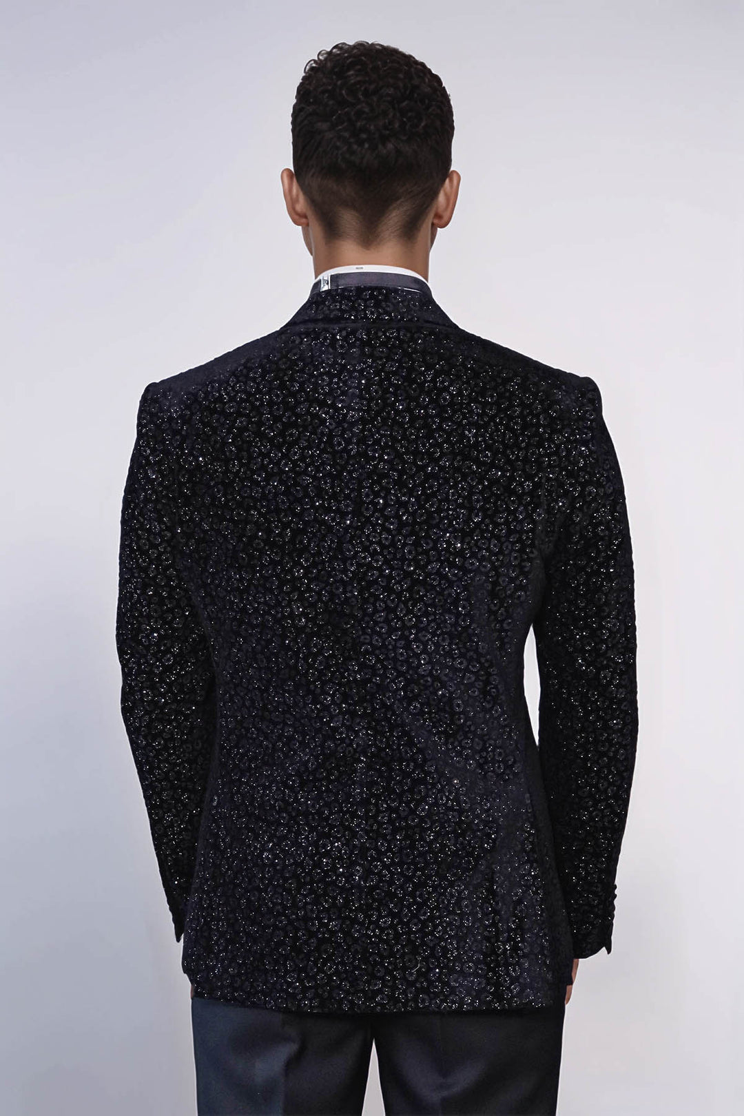 Leopard Pattern Slim Fit Black Men Prom Blazer and Trousers Combination Suit- Wessi