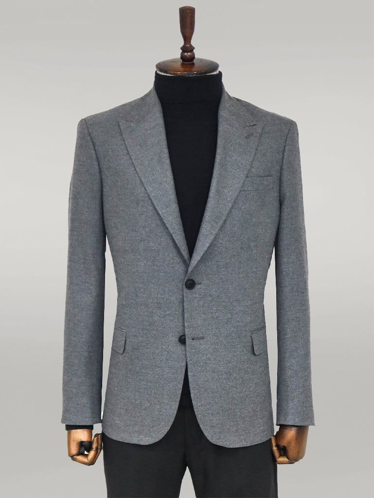 Plain Slim Fit Sport Grey Men Blazer - Wessi