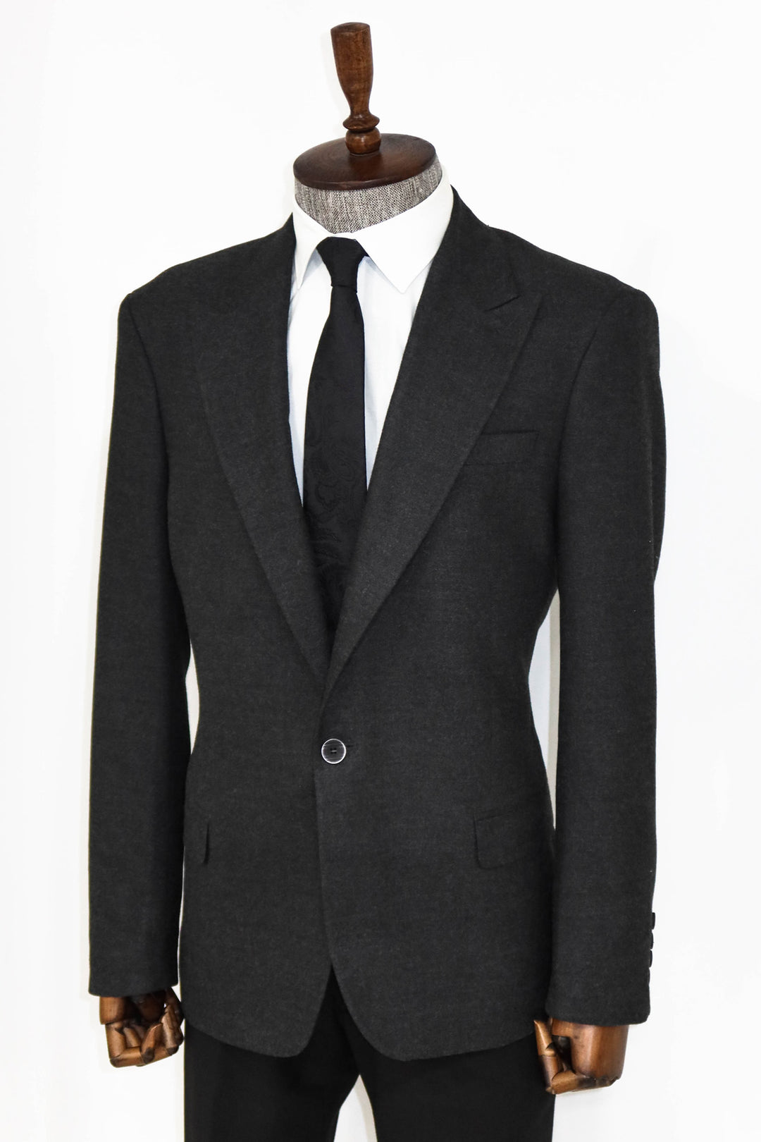 Plain Slim Fit Sport Anthracite Men Blazer and Trousers Combination - Wessi