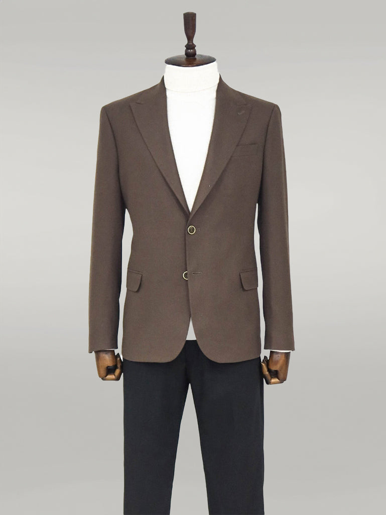 Blazer Hombre Liso Slim Fit Sport Marrón - Wessi